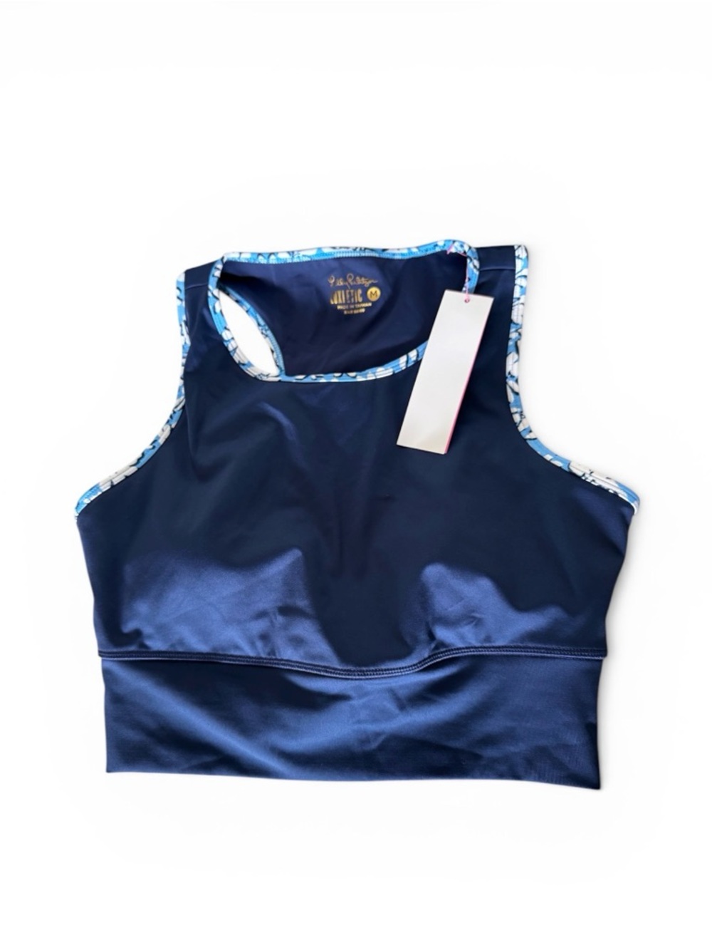 Lilly Pulitzer Low Tide Navy Bentley Athletic Crop Top Printed Trim New with Tag